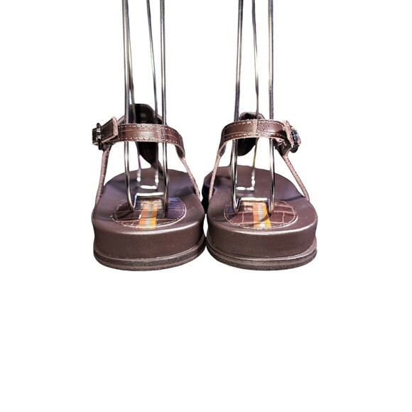 Sam Edelman Naomi Brown Croc Embossed T-Strap & Molded Footbed Sandals Size 9.5 - Picture 4 of 10